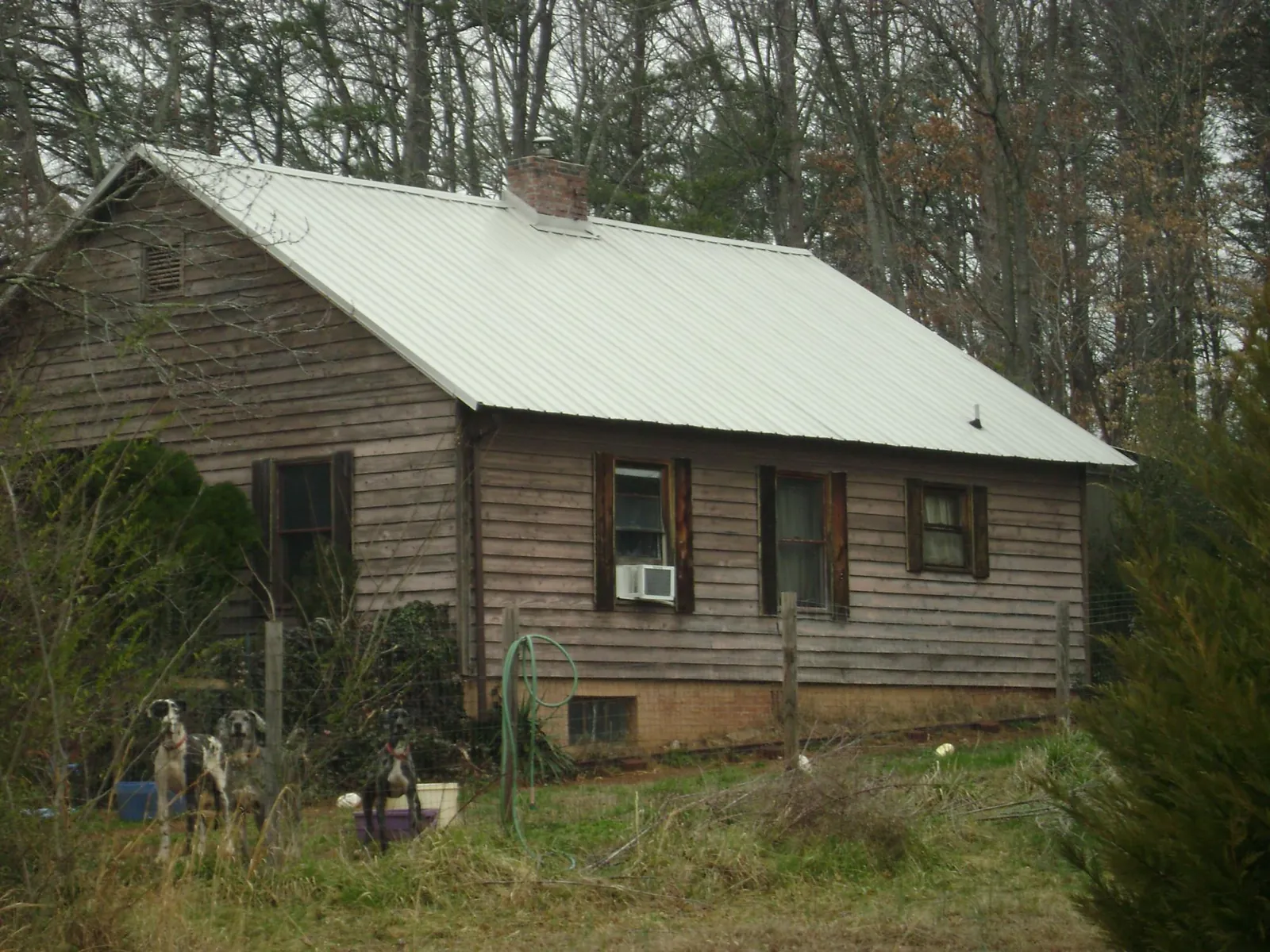 White metal roof on an old wood sided farmhouse, from a Asphalt Shingle Roof Repair job in Pratt